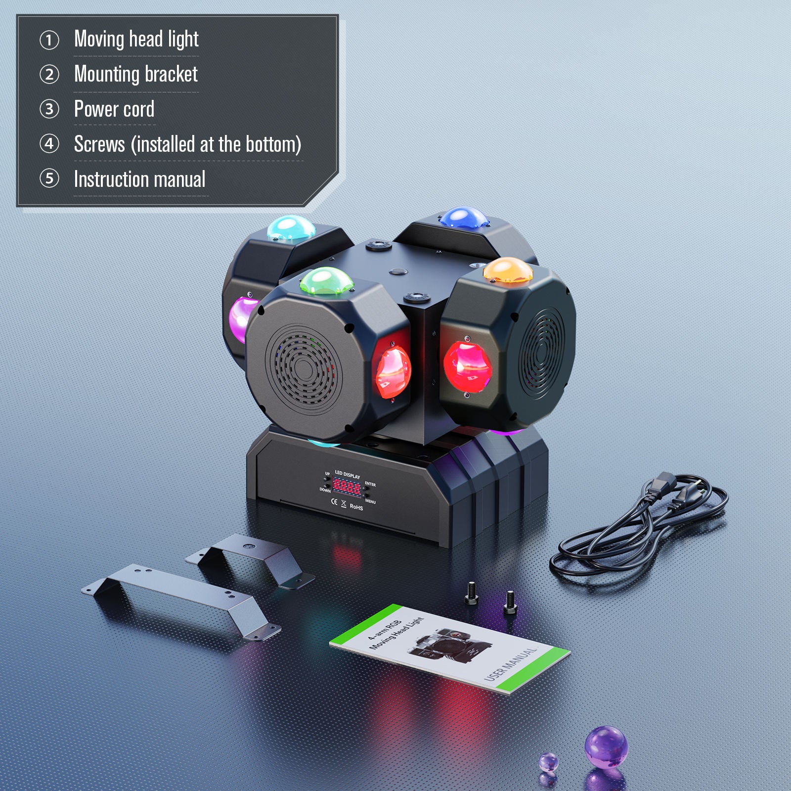 16-Piece 200W RGBW DMx512 Disco Moving Head Light - E49