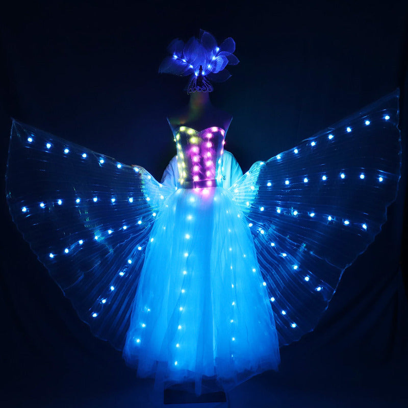 LED Glowing Wedding Dress & Wings for Women Performance Ballet