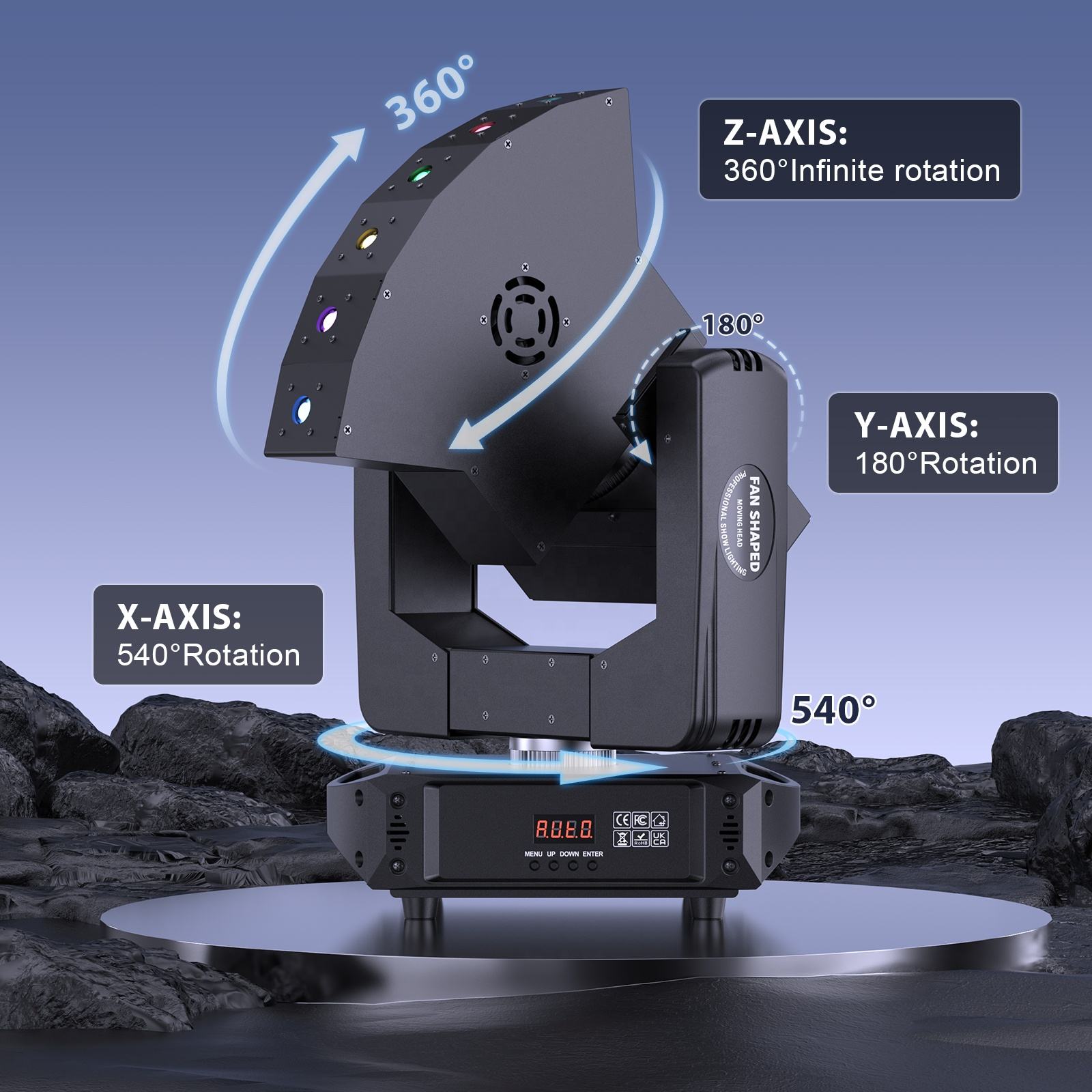 New 6-Eye RGB Infinite Rotation Fan-Shaped DMX512 Moving Head Light - E48