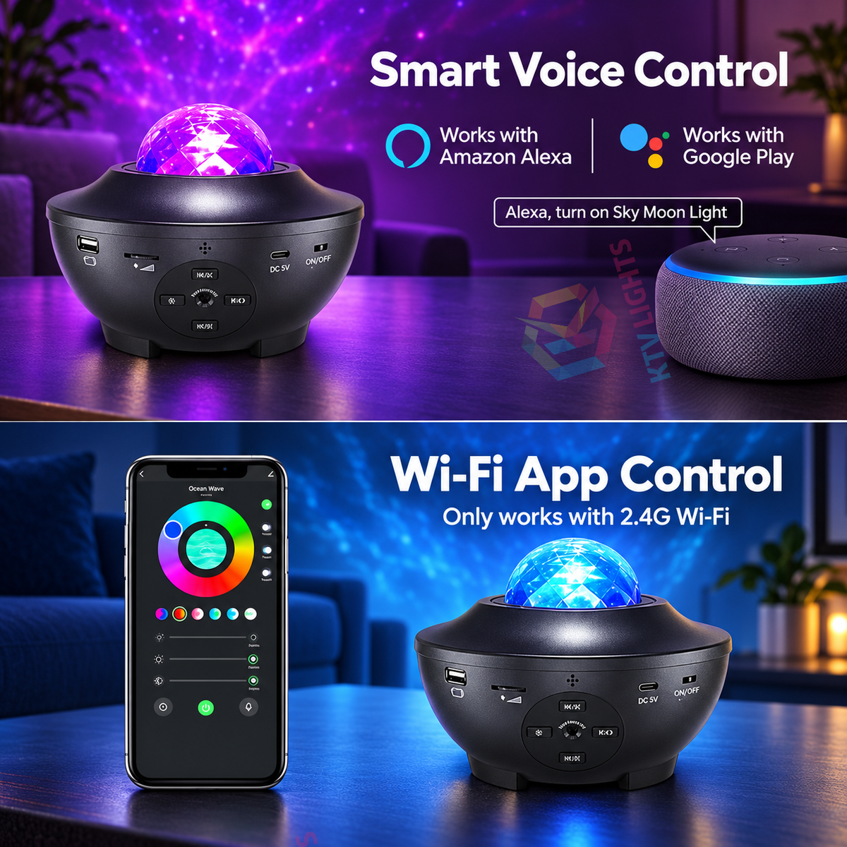 KTVLIGHTS Galaxy Night Light Projector with Music Speaker-S48