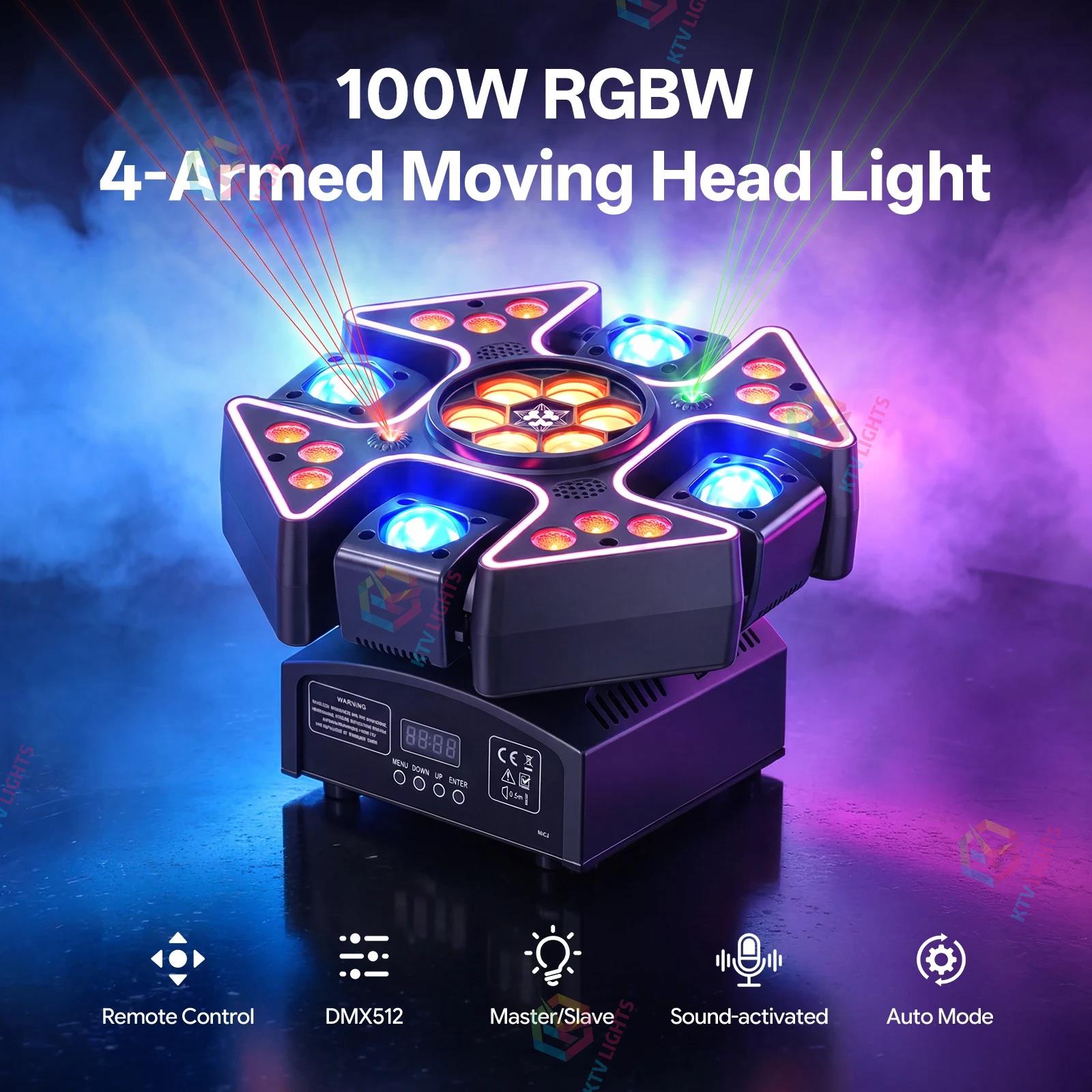 4-Arm RGBW Beam Moving Head DJ Stage Light DMX Party- E79