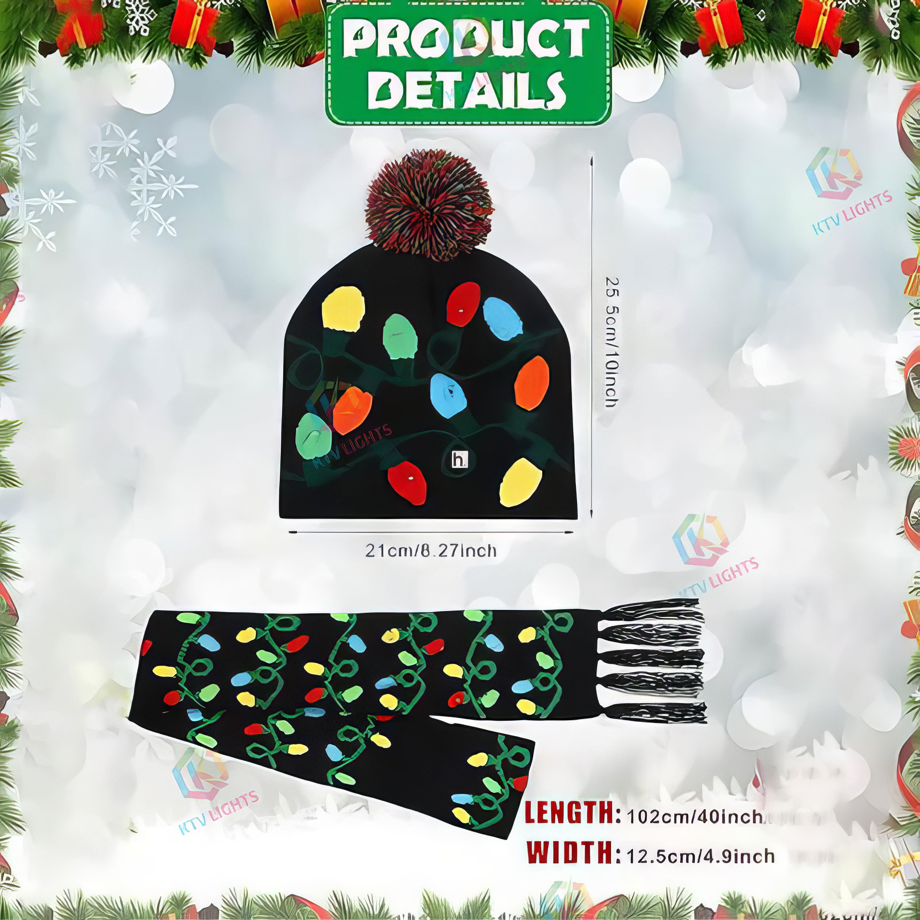 Christmas LED Beanie Hat & Scarf-M35