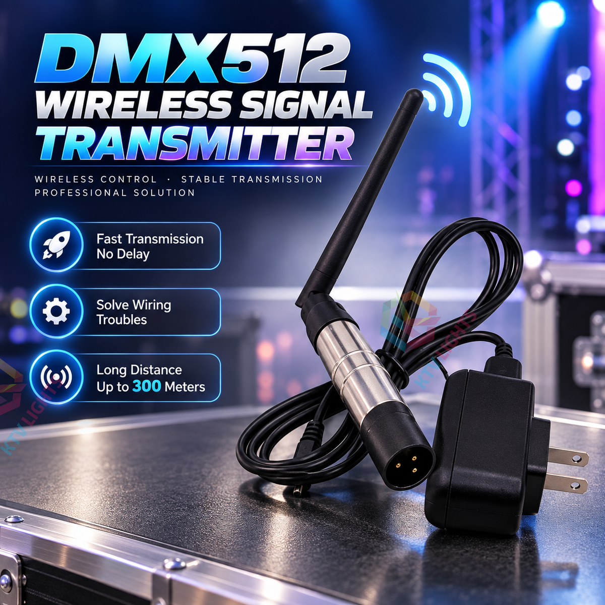 KTVLIGHTS 4/8-Way DMX512 Signal Amplifier & Stage Splitter-D11