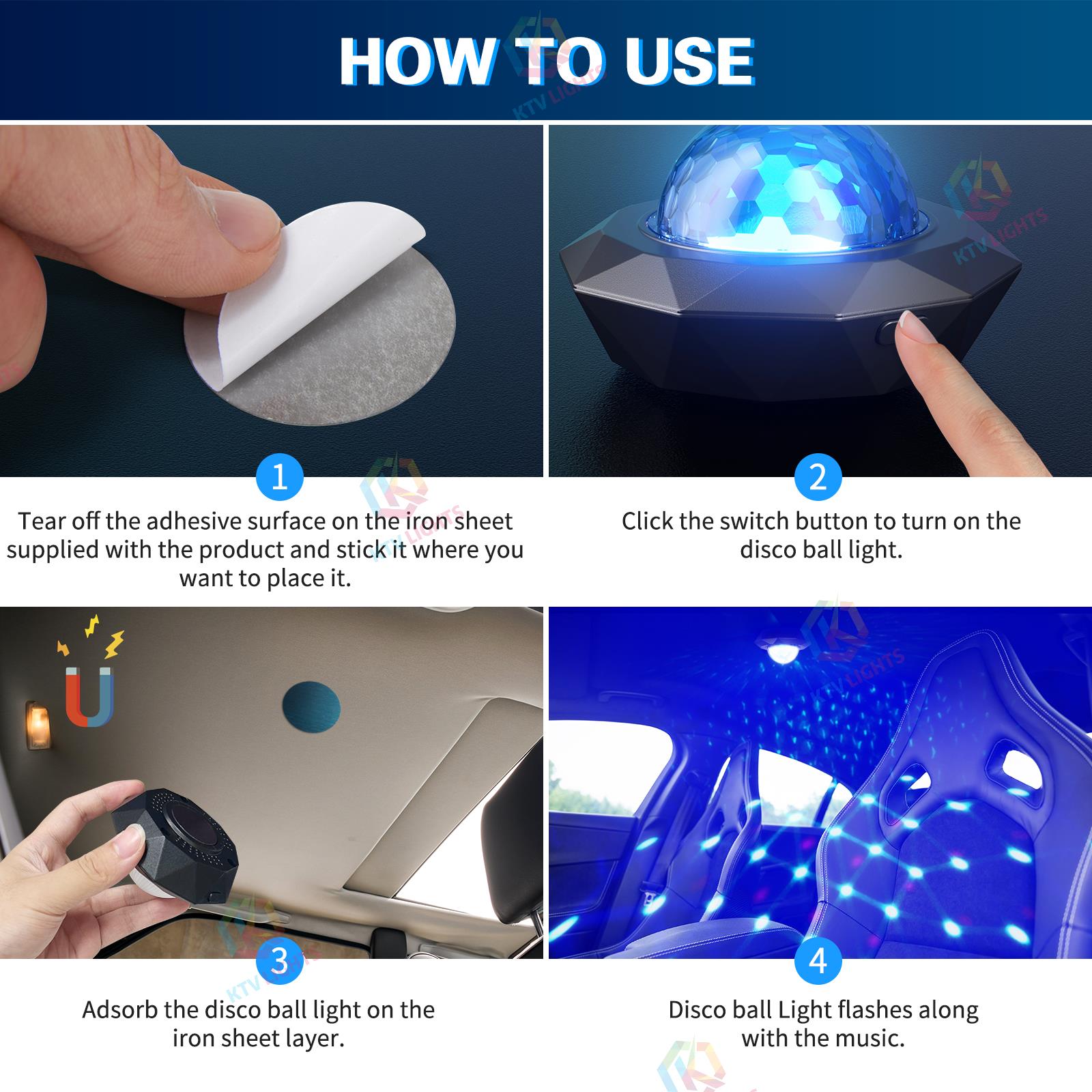 Mini USB Rechargeable Magic Ball Disco Light-C2