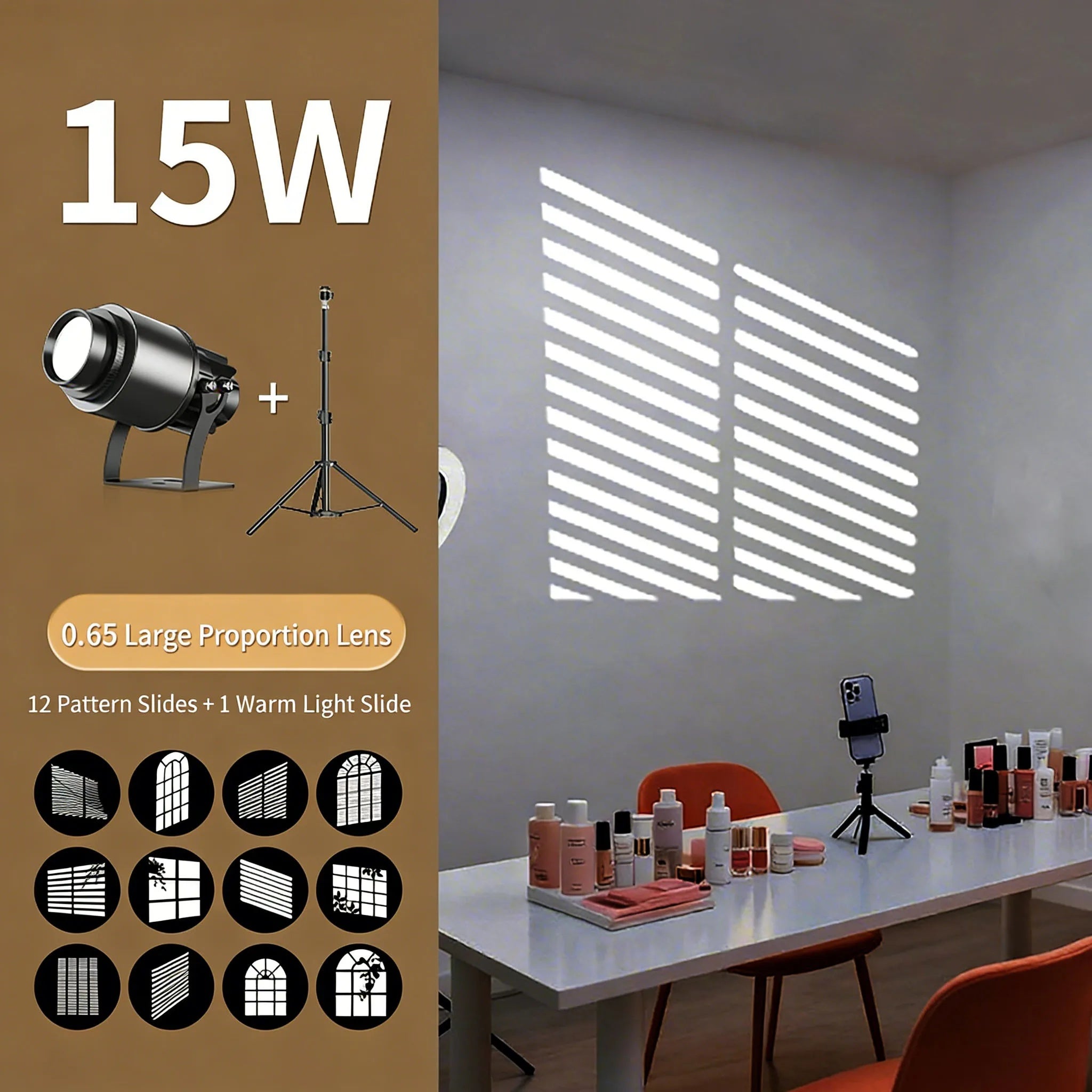 Window Gobo Projector Light with 12 Patterns for Home Decor-S39