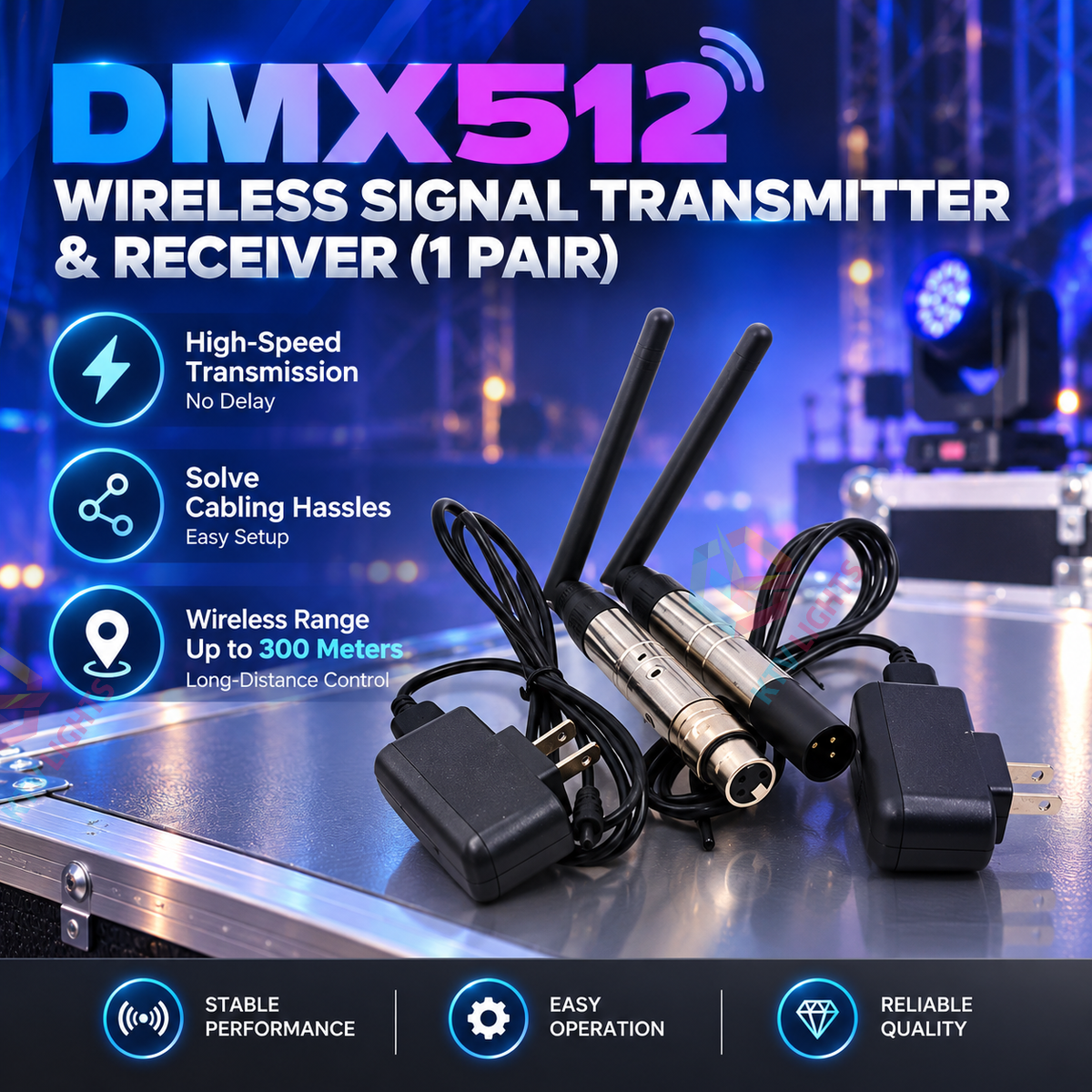 KTVLIGHTS 4/8-Way DMX512 Signal Amplifier & Stage Splitter-D11