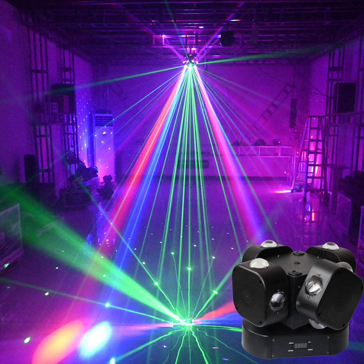 200W RGBW Four-Arm Moving Head Light - E49