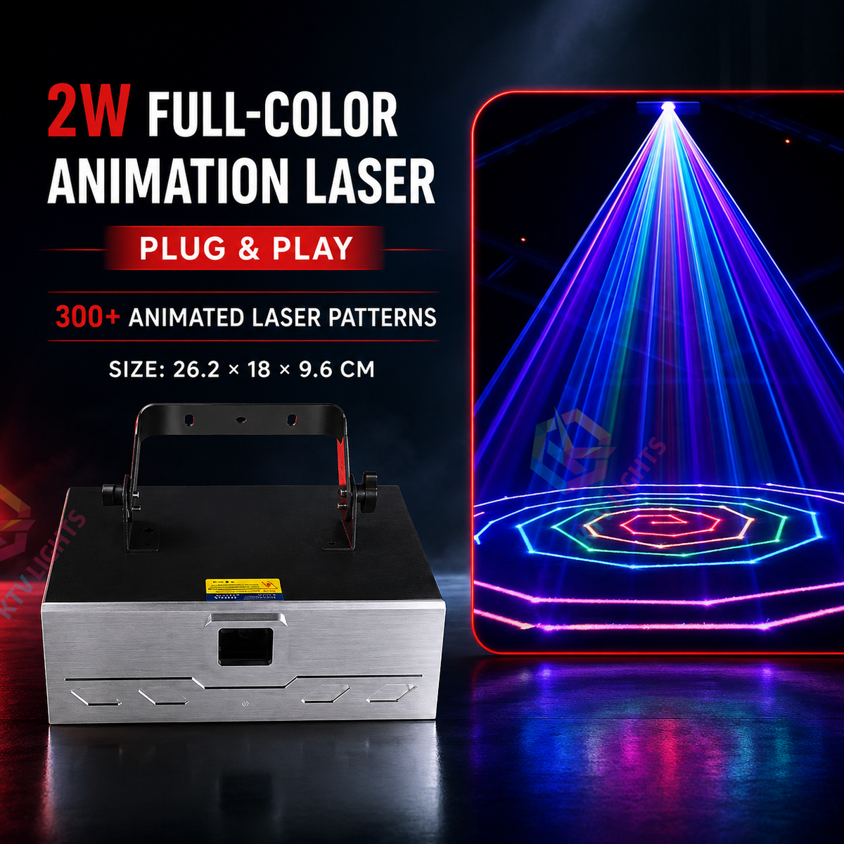 KTVLIGHTS 2W–10W Full-Color RGB Animation DMX Laser Light for DJ Stages-A29