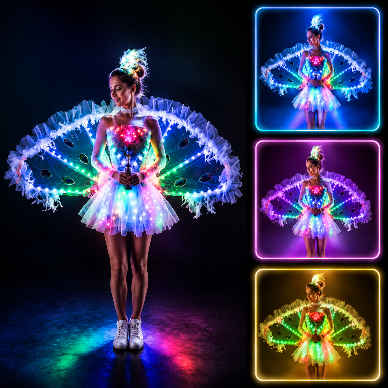 KTVLIGHTS Full Color LED Peacock Wings for Stage Performance-M24