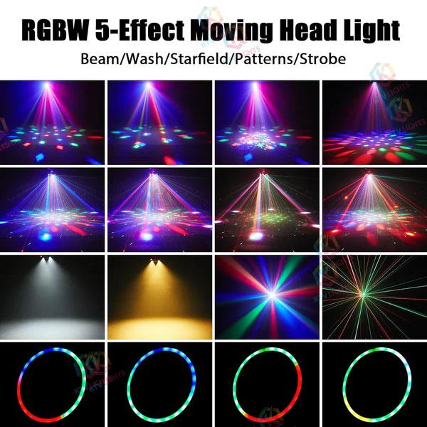 120W RGBW 6-Arm Moving Head Beam Light with Remote Control-E9