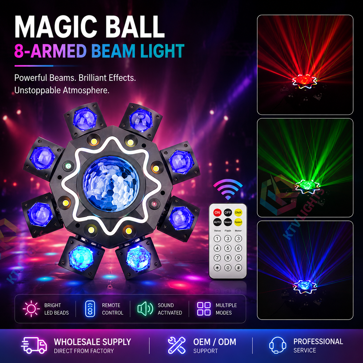 Magic Ball 8 Arm Moving Head Laser Stage Light DJ Party Light-E86