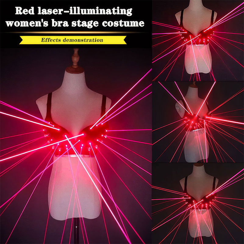 Fashion Red Laser Luminous Lady Bra Sexy Stage Costumes-M2