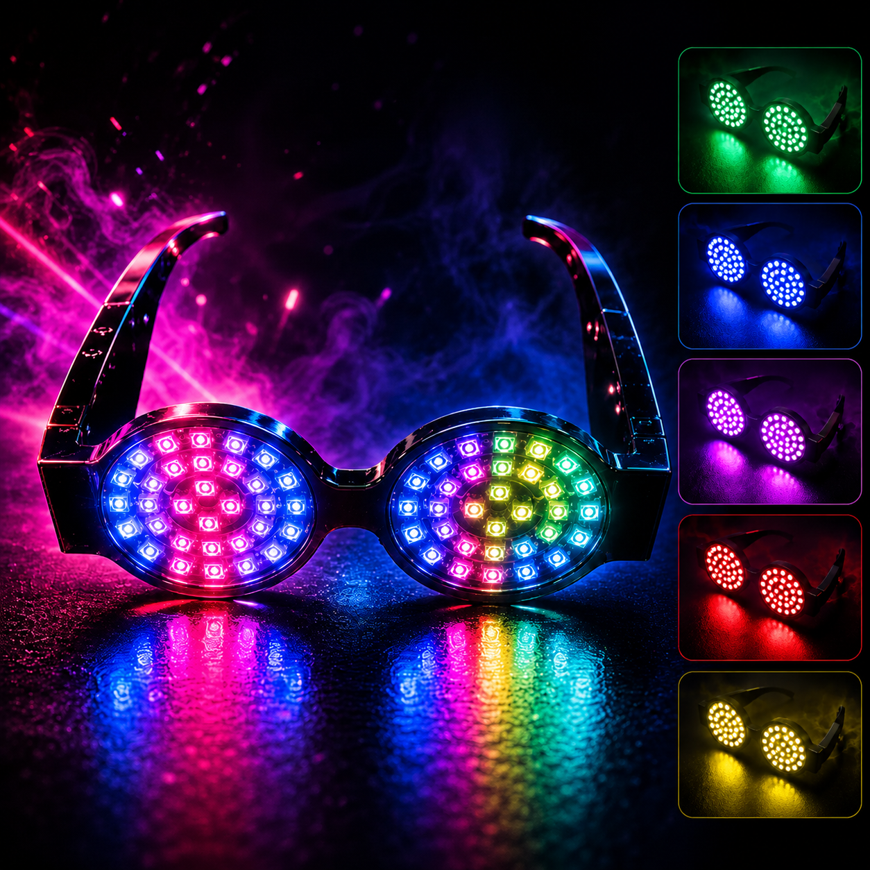 KTVLIGHTS REZZ Style LED Goggles for Rave Parties & DJ Shows-M57