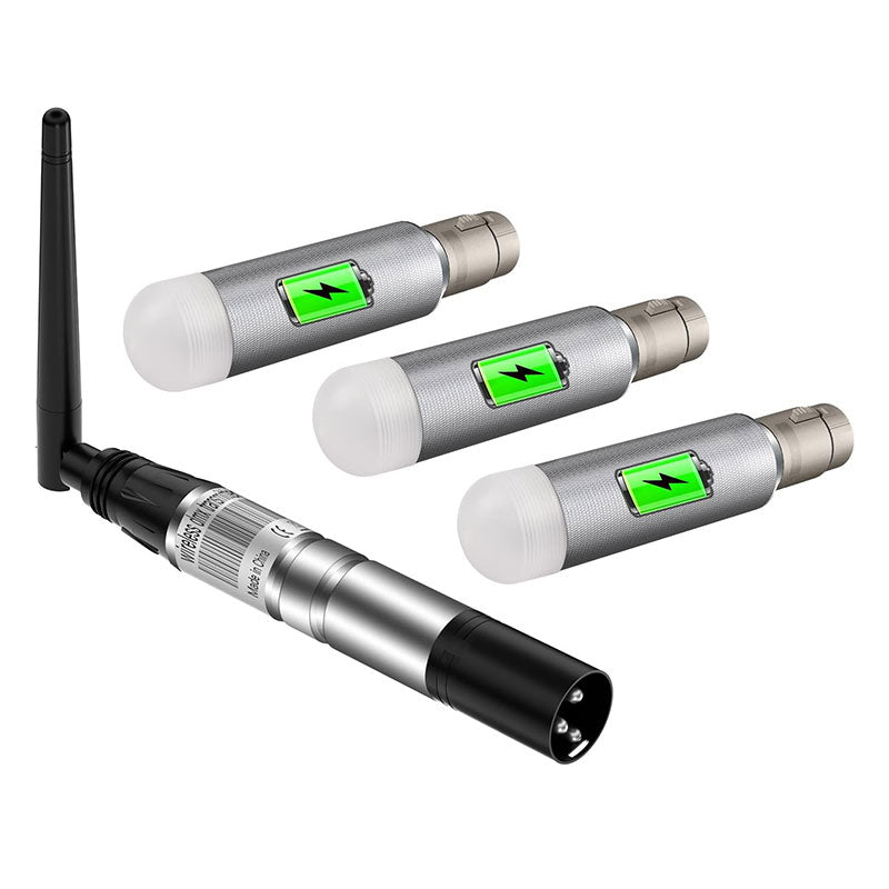 DMX Wireless 4Pcs, 3 Pcs Rechargeable Receivers and 1 Pcs 2.4G DMX 512 Transmitter