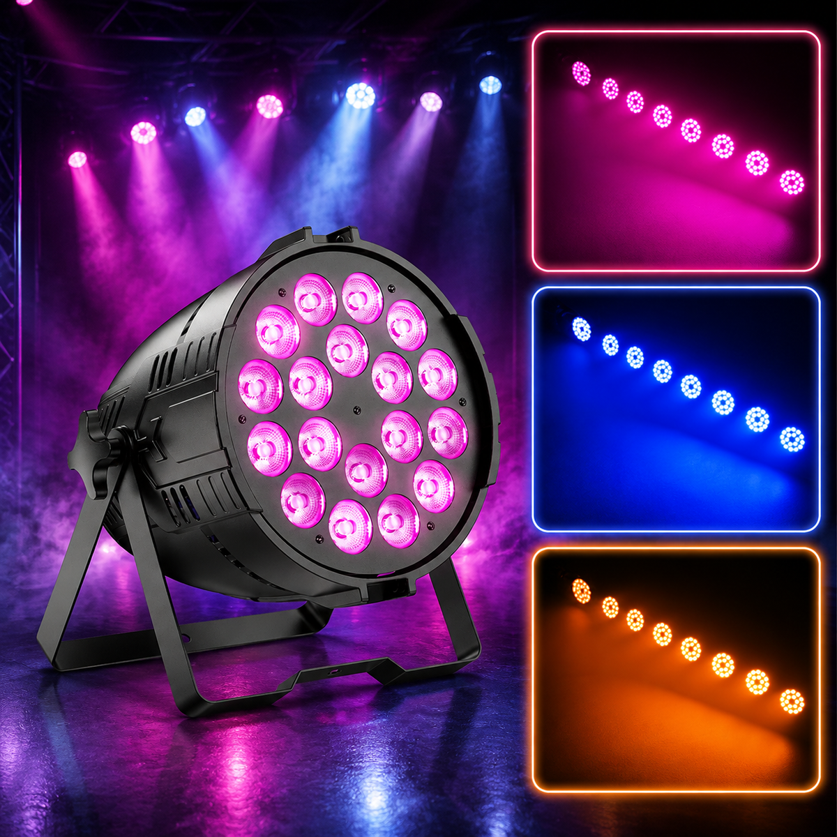 KTVLIGHTS 18x10W RGB 6-in-1 LED Stage PAR Light-P38