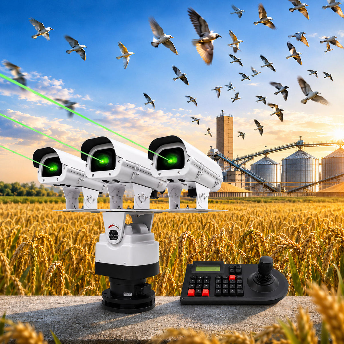 Three-headed bird and animal repelling laser light - B56