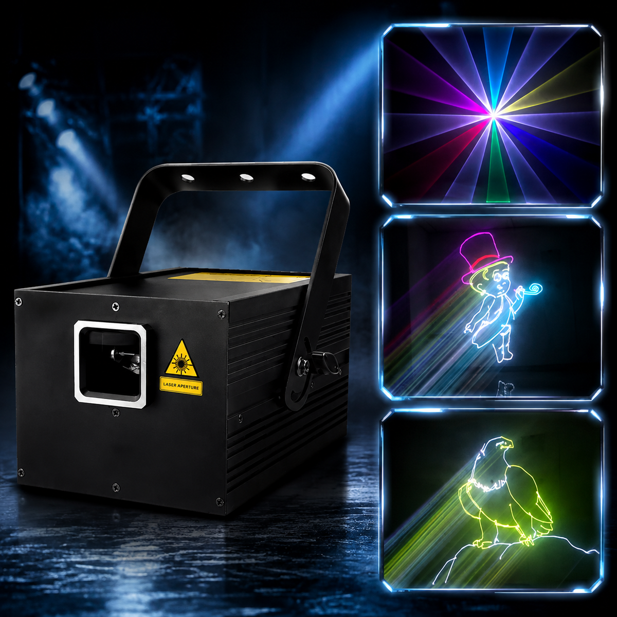 KTVLIGHTS 2W RGB ILDA Animation & Beam Scanning Stage Laser Light-A11