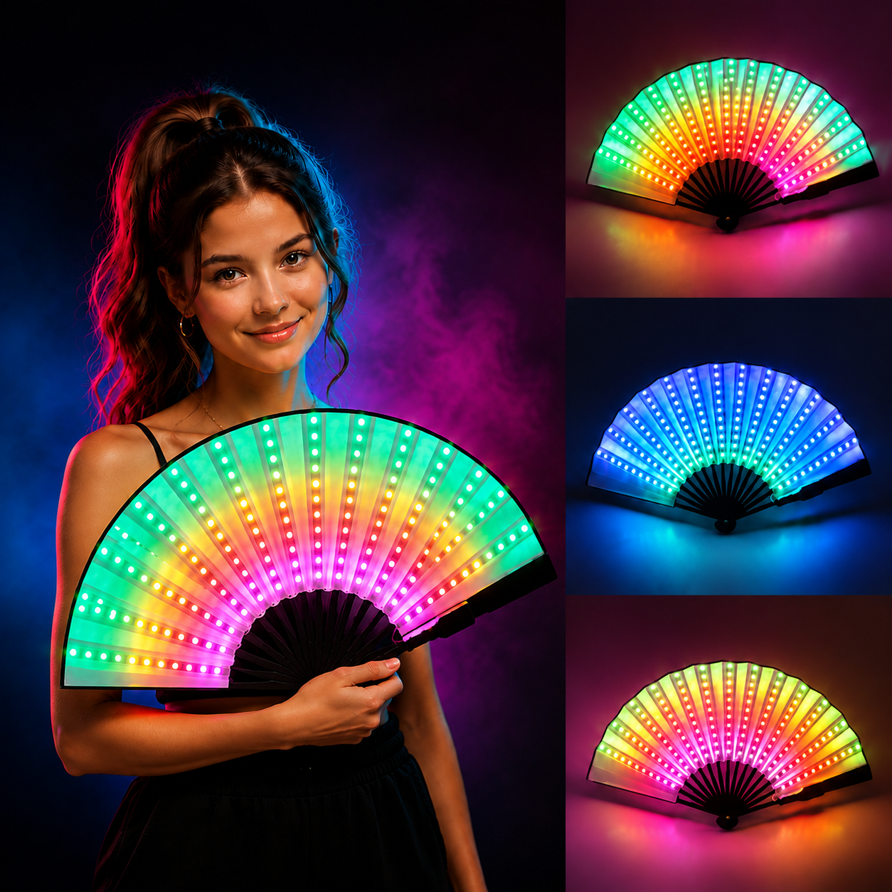 LED Illuminated Folding Fan - M15
