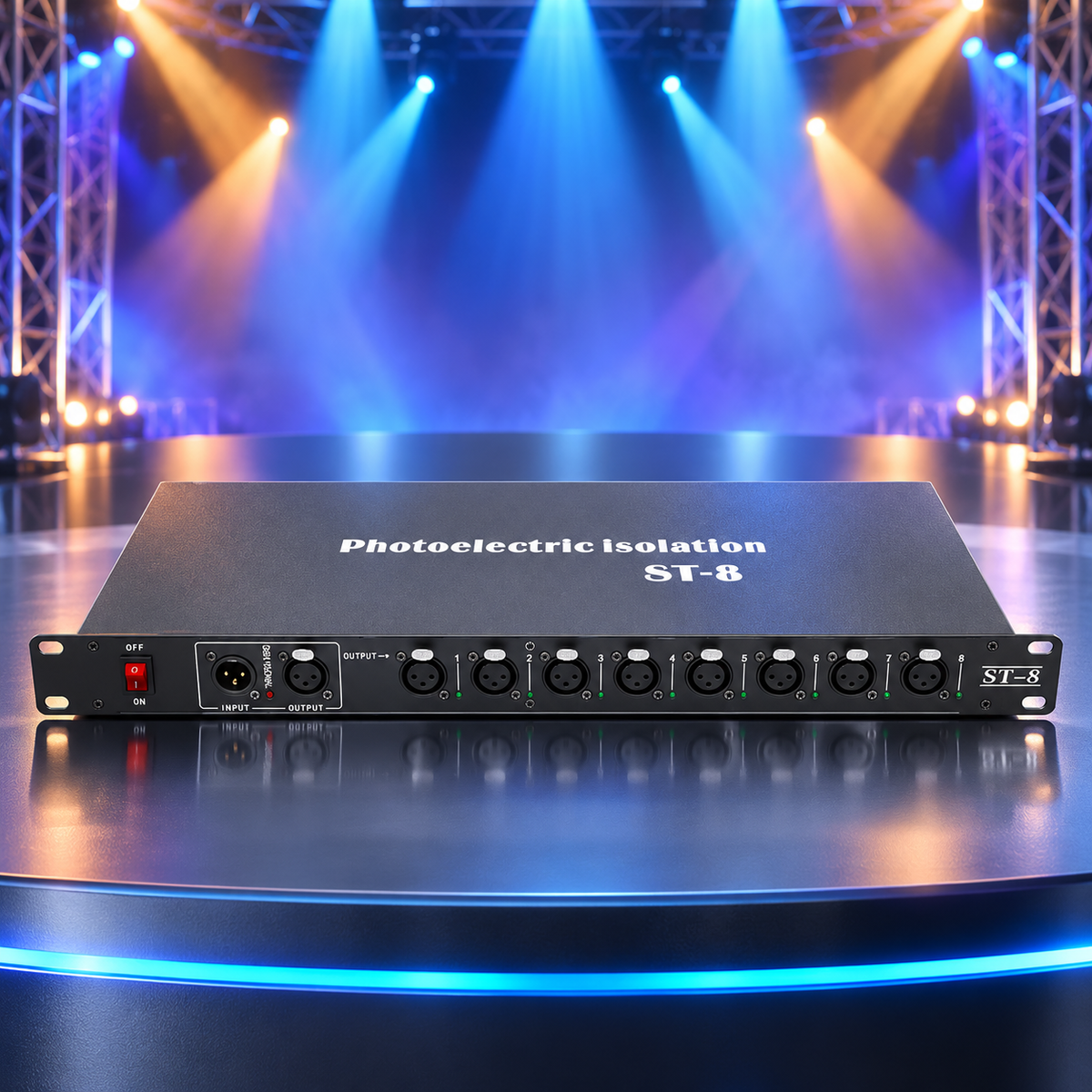 KTVLIGHTS 4/8-Way DMX512 Signal Amplifier & Stage Splitter-D11