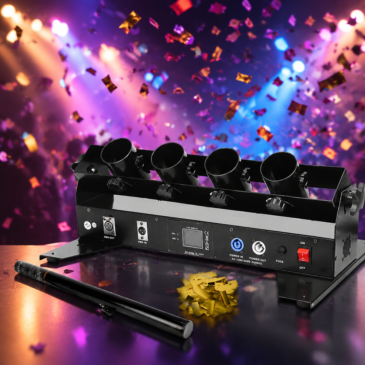 KTVLIGHTS 4-Head Electronic Confetti Launcher for Events-H11