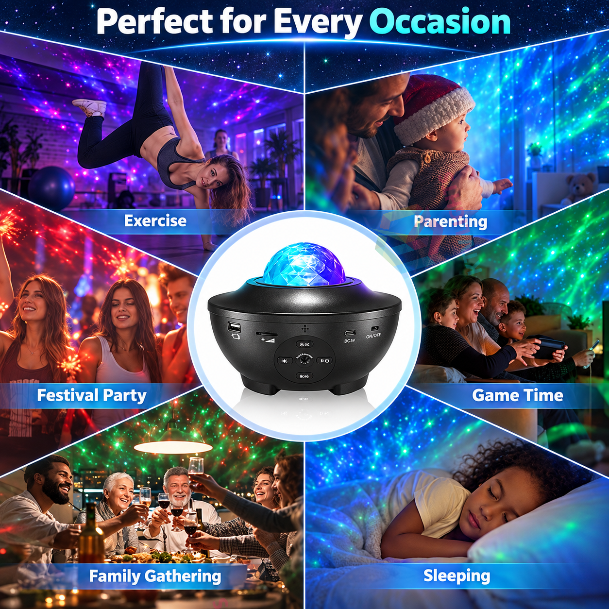 KTVLIGHTS Galaxy Night Light Projector with Music Speaker-S48