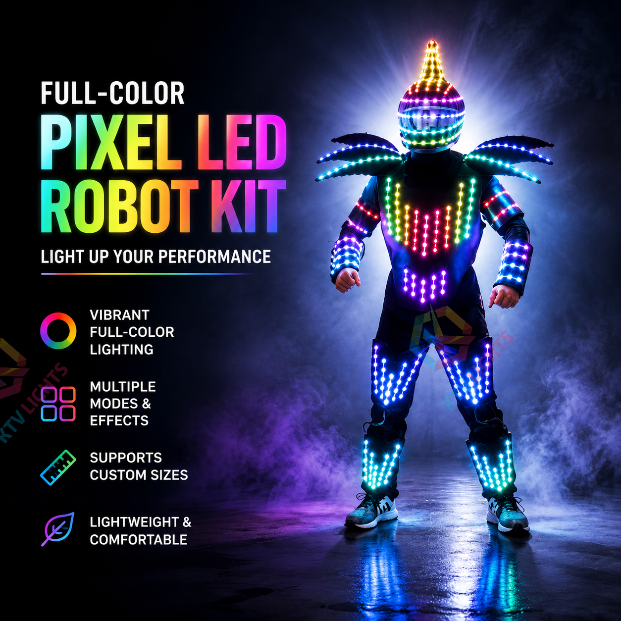 KTVLIGHTS Smart Pixel LED Robot Kit for DIY Costume & Events-M49