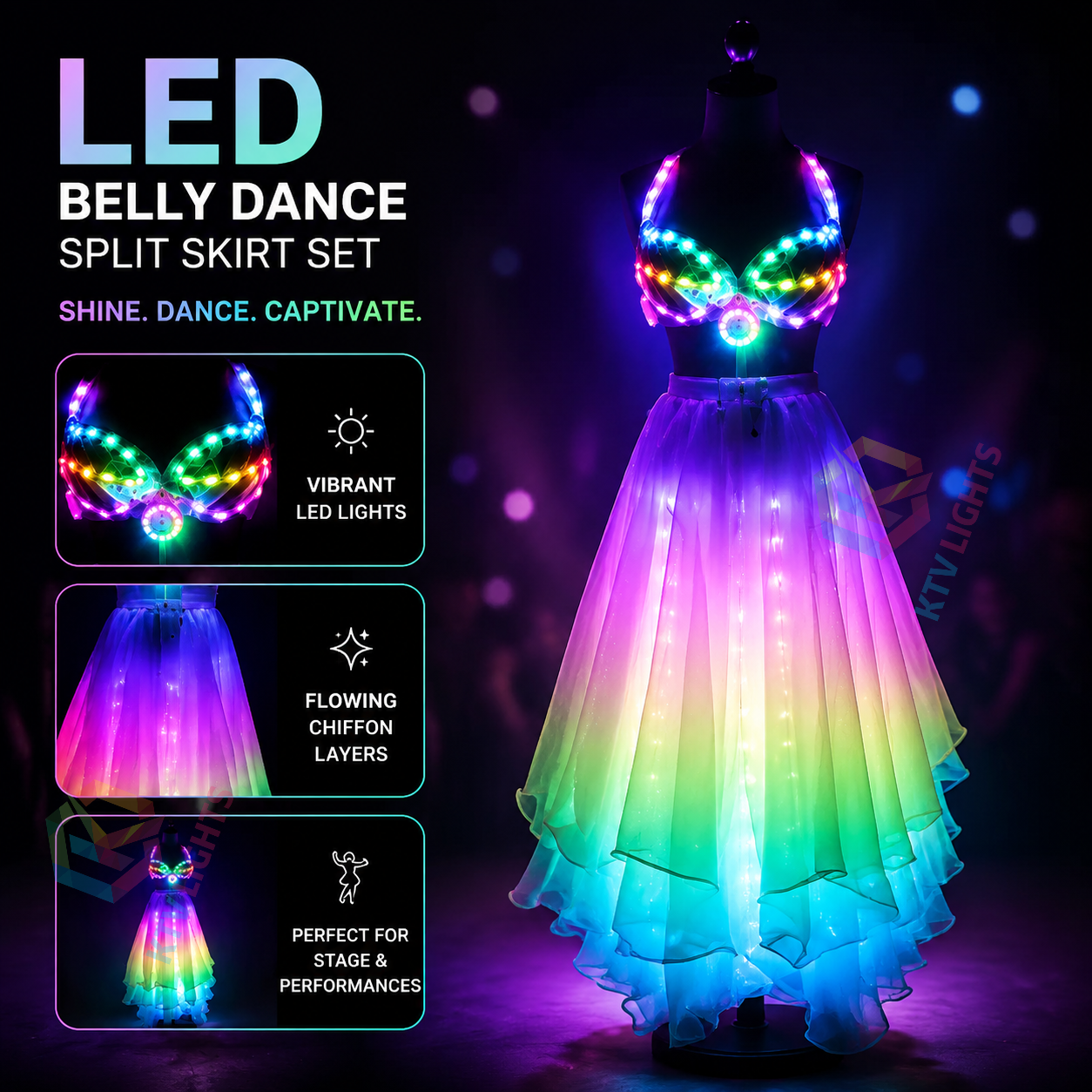 KTVLIGHTS Make Every Move Glow With LED Dance Skirt-M40