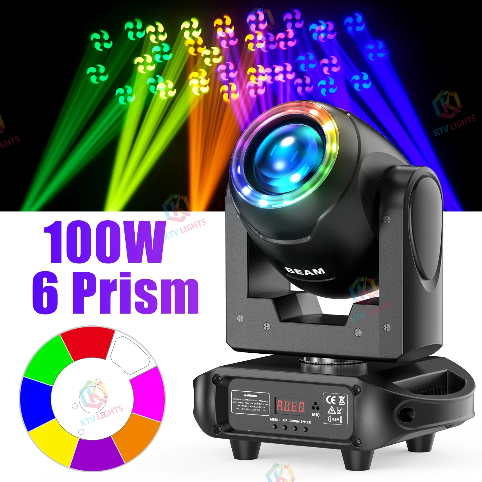 100W LED Rainbow Effect Light 8 GOBOs 8 Colors 6 Prism Moving Head Light - E44