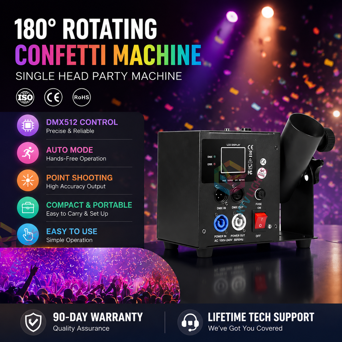 KTVLIGHTS 4-Head Electronic Confetti Launcher for Events-H11