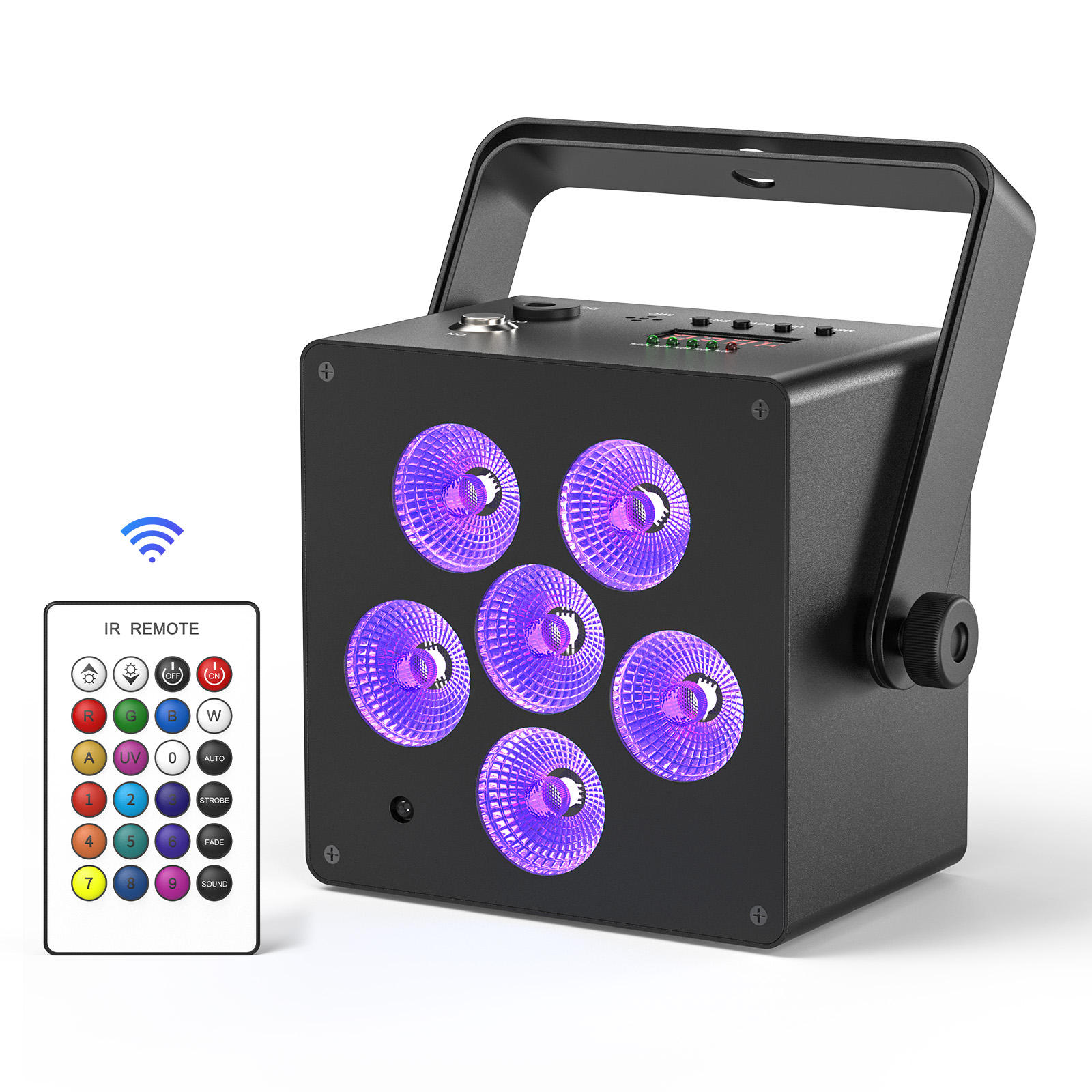 60W LED RGBWA+UV DMX Voice-Activated Rechargeable PAR Lamp - P72