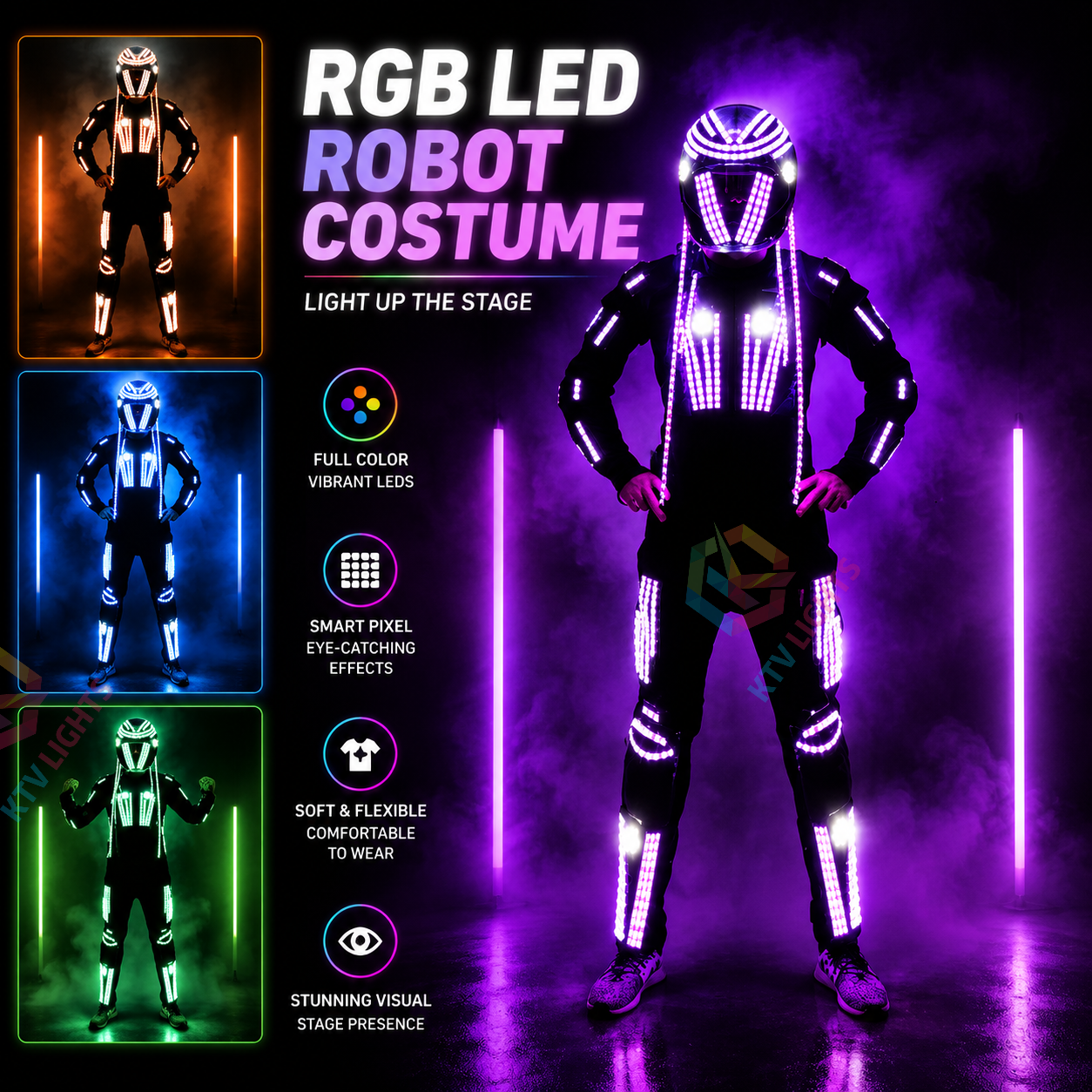 KTVLIGHTS RGB LED Robot Costume for Stage Performances and Parties-M25