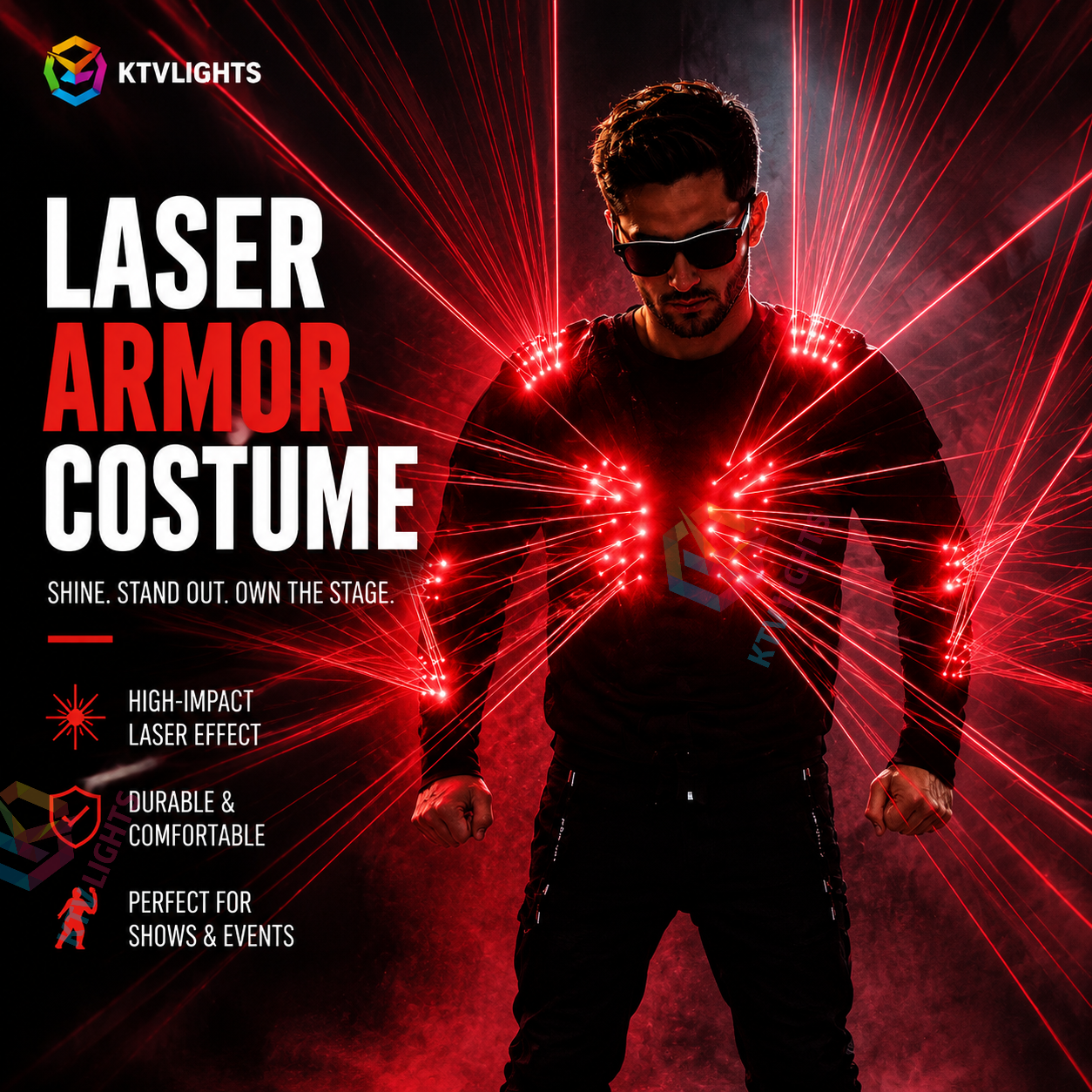 KTVLIGHTS Red Laser Armor Costume For Epic Party Looks-M29