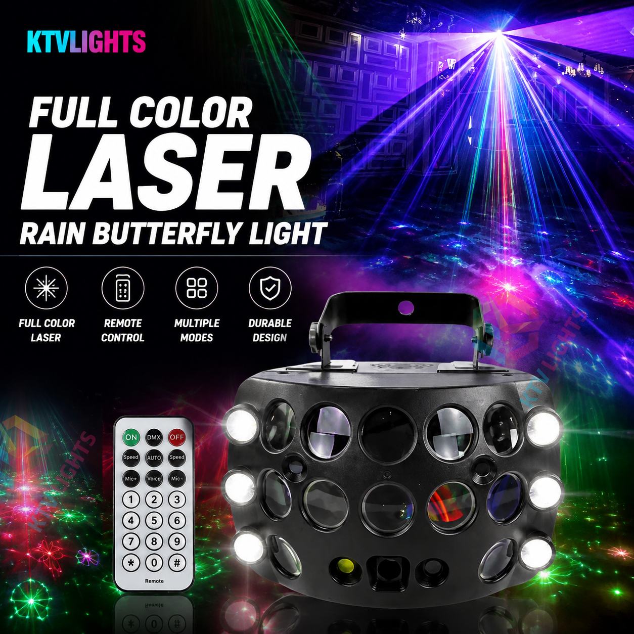 KTVLIGHTS RGB laser butterfly rain light is perfect for DJ parties-B23