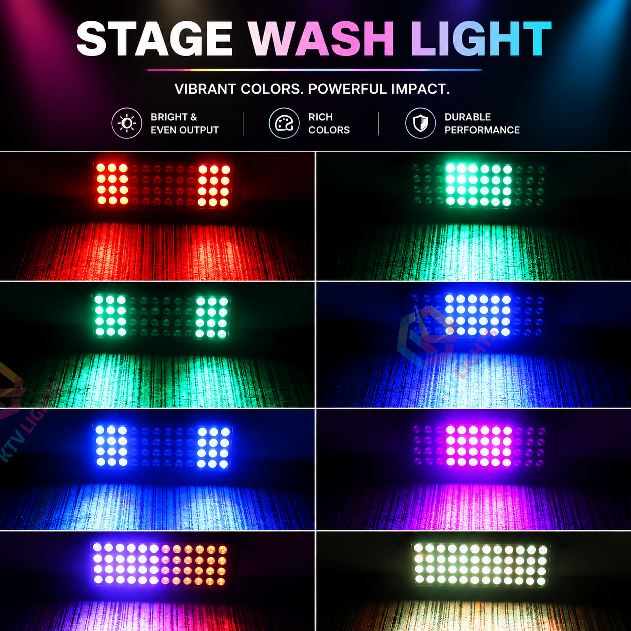 KTVLIGHTS 80W 48-LED RGB 3-in-1 LED Stage Wall Washer Light-X7
