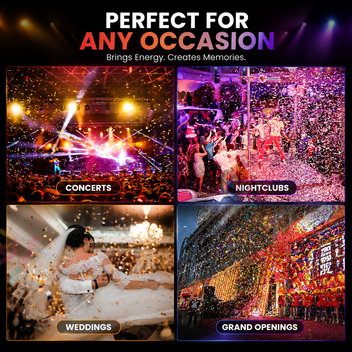 KTVLIGHTS 4-Head Electronic Confetti Launcher for Events-H11