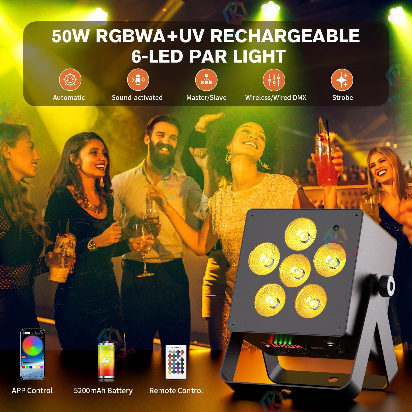 50W RGBW 6-in-1 Rechargeable Battery LED Par Light -P49