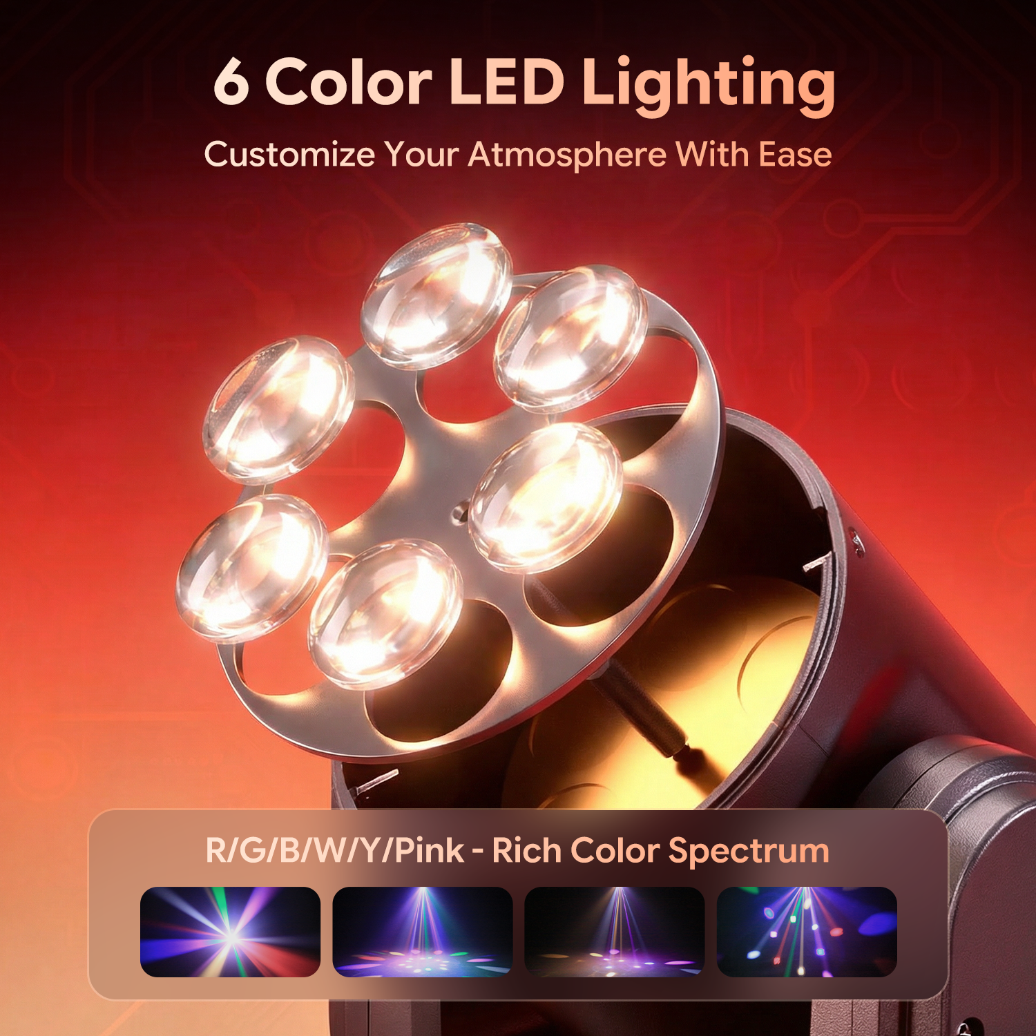 Mini six-color bee-eye rotating moving head light-E75