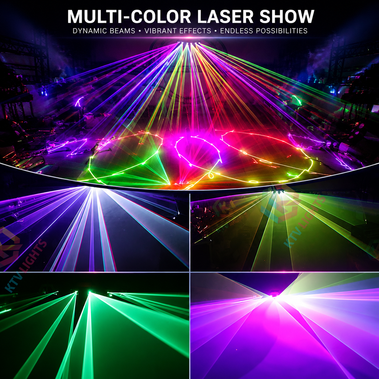 KTVLIGHTS 6-Hole RGB Scanning DMX Laser Stage Light for DJ Clubs-B26