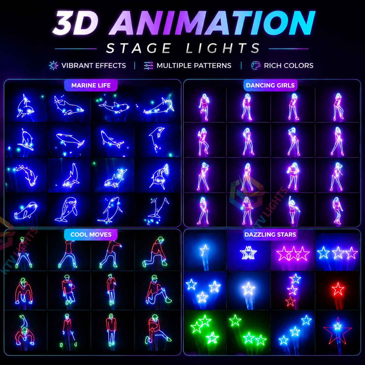KTVLIGHTS 3D Animation RGB Laser Light for DJ Stages and Parties-A35