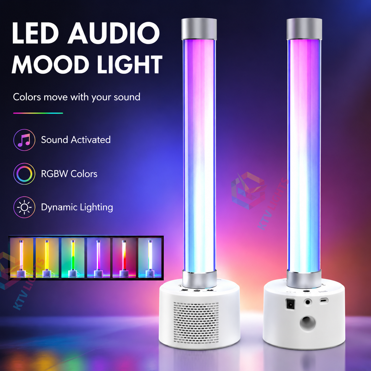 KTVLIGHTS 10W RGBW Bluetooth Stereo Speaker & Music Sync Mood Light