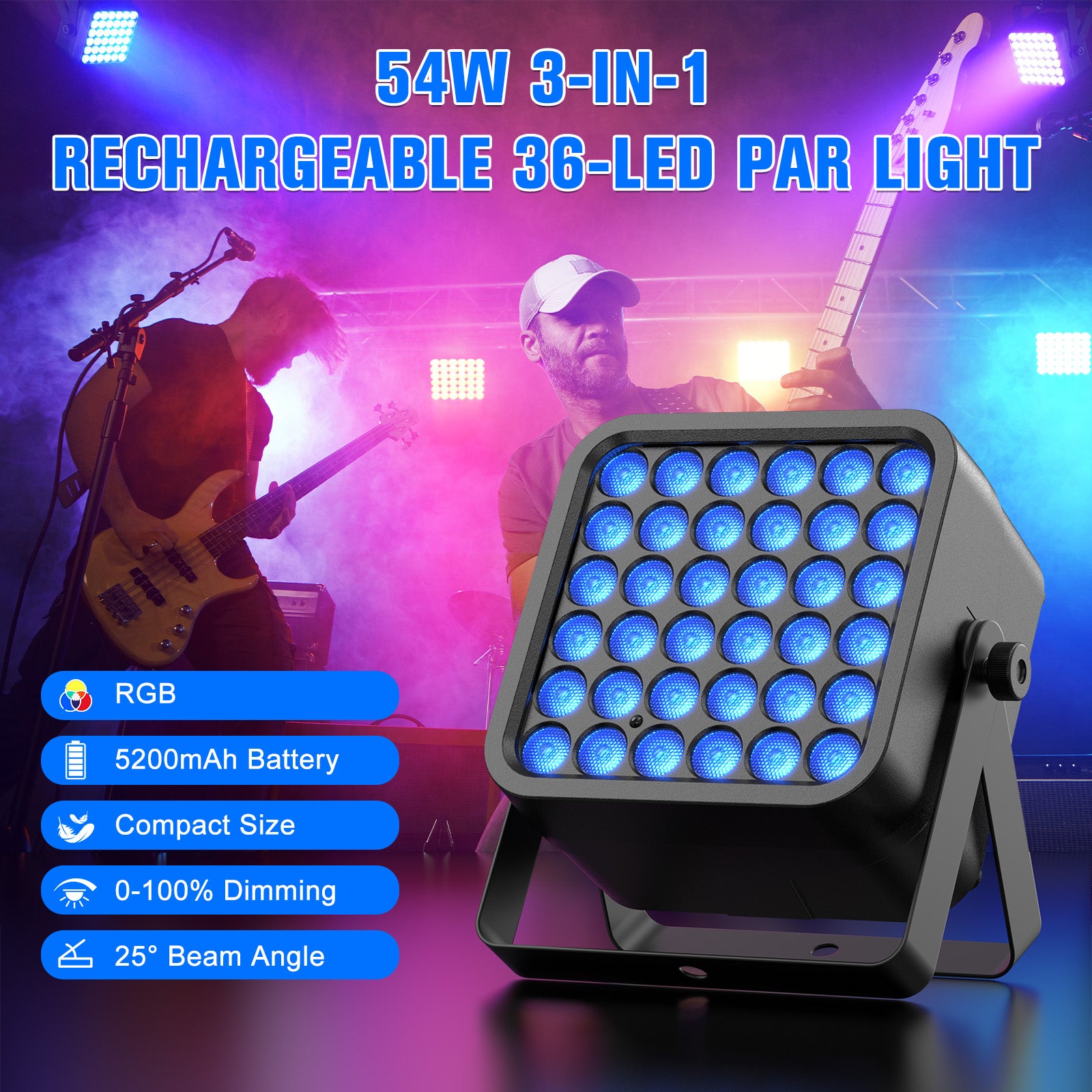 36LED Wireless Battery Light 3in1 Rechargeable RGB Par Light-P47