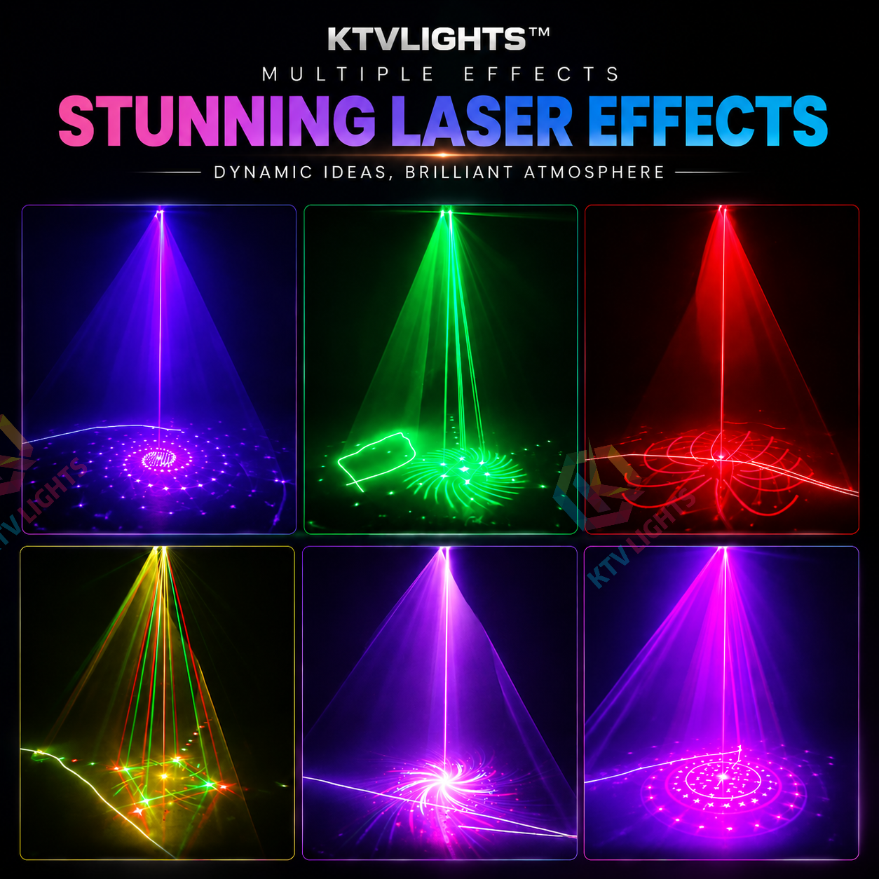 KTVLIGHTS 2-in-1 Starry Sky Scanning Laser Light for DJ Stages-B32