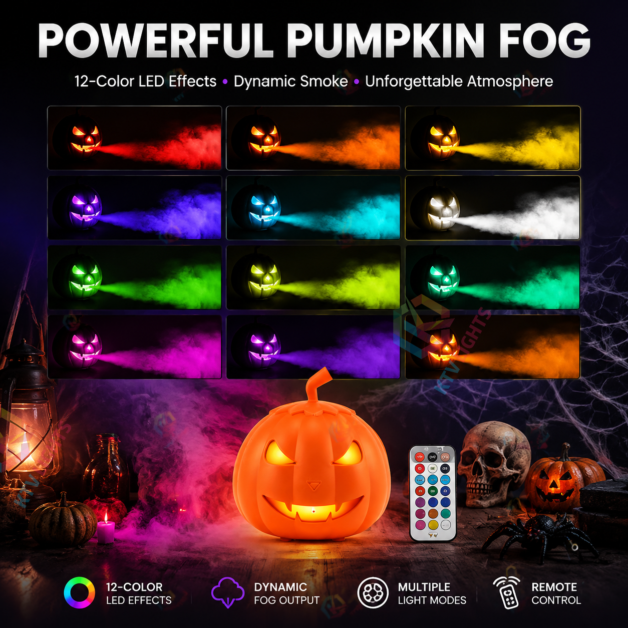 KTVLIGHTS 800W Pumpkin Shape Halloween Party Smoke Machine-Y9