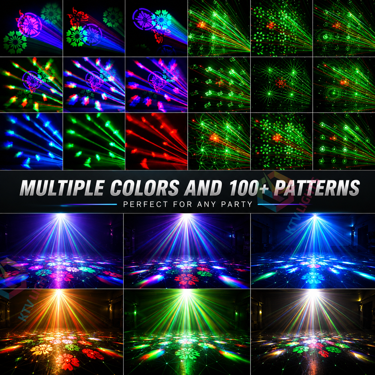 80W RGBW 6-in-1 LED Laser Stage Light with Remote- E83