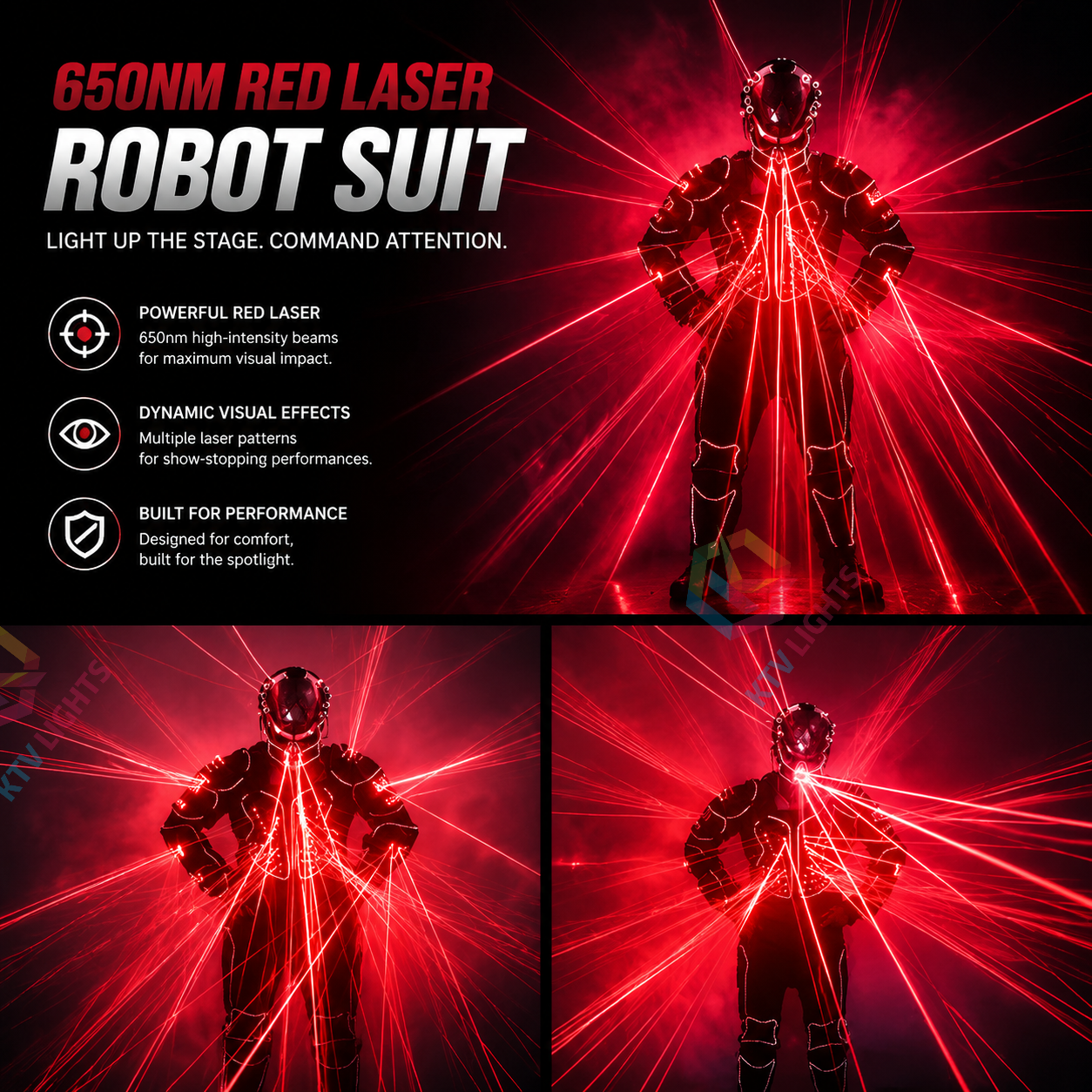 KTVLIGHTS Red Laser Robot Costume for Stage & Party Shows-M55