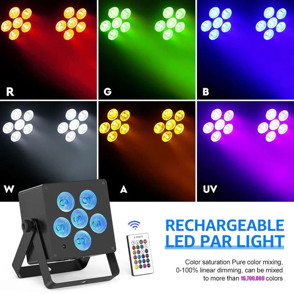 50W RGBW 6-in-1 Rechargeable Battery LED Par Light -P49