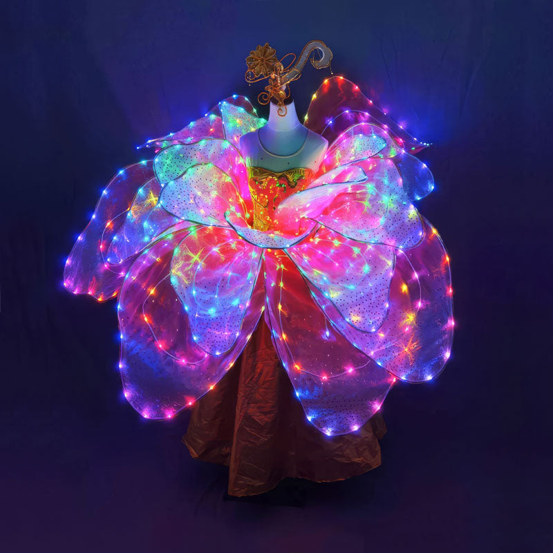 Full Color LED Petal Skirt Flower Opening Dance Big Swing Dress-M14