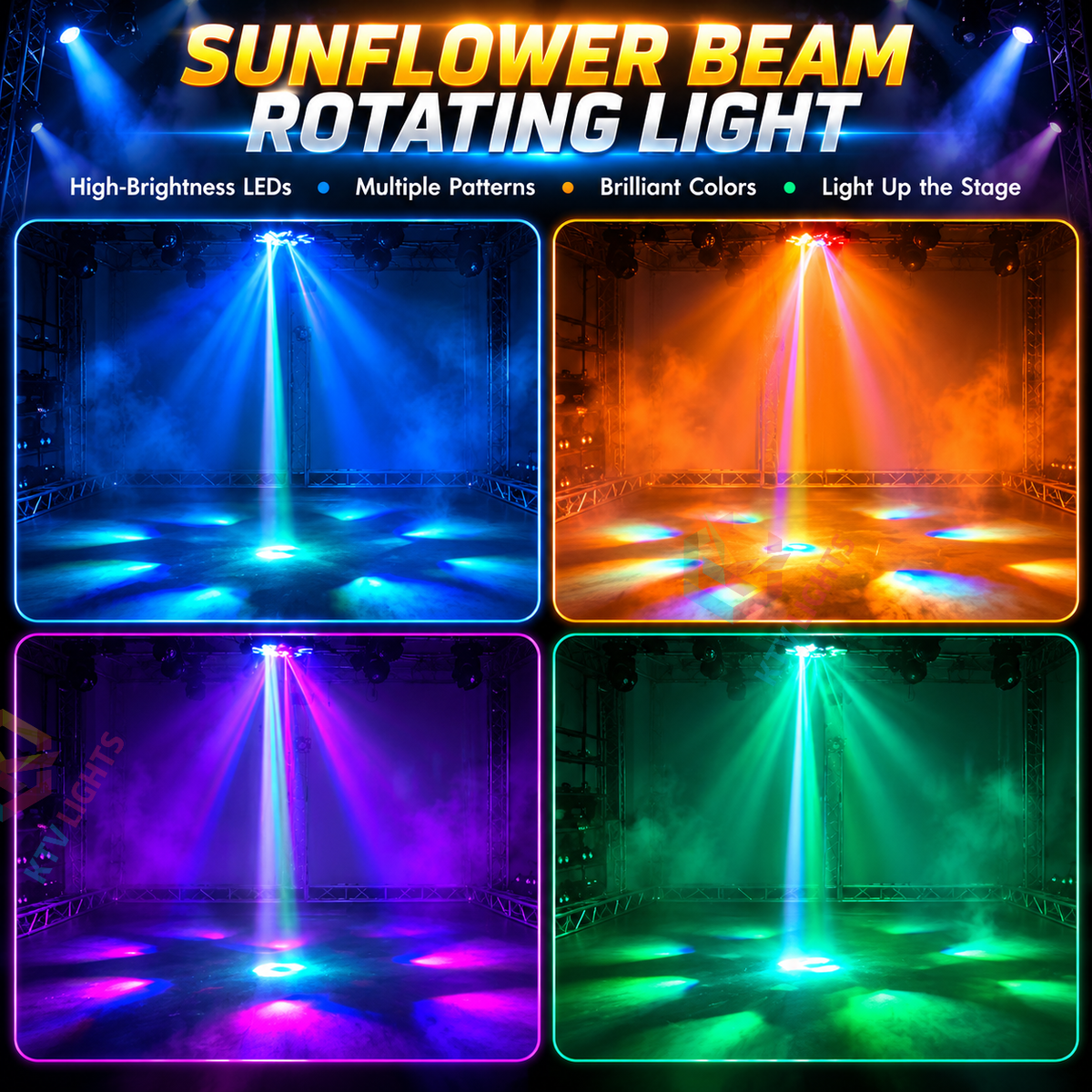 KTVLIGHTS 160W Sunflower Laser Beam Rotating Stage Light-E117