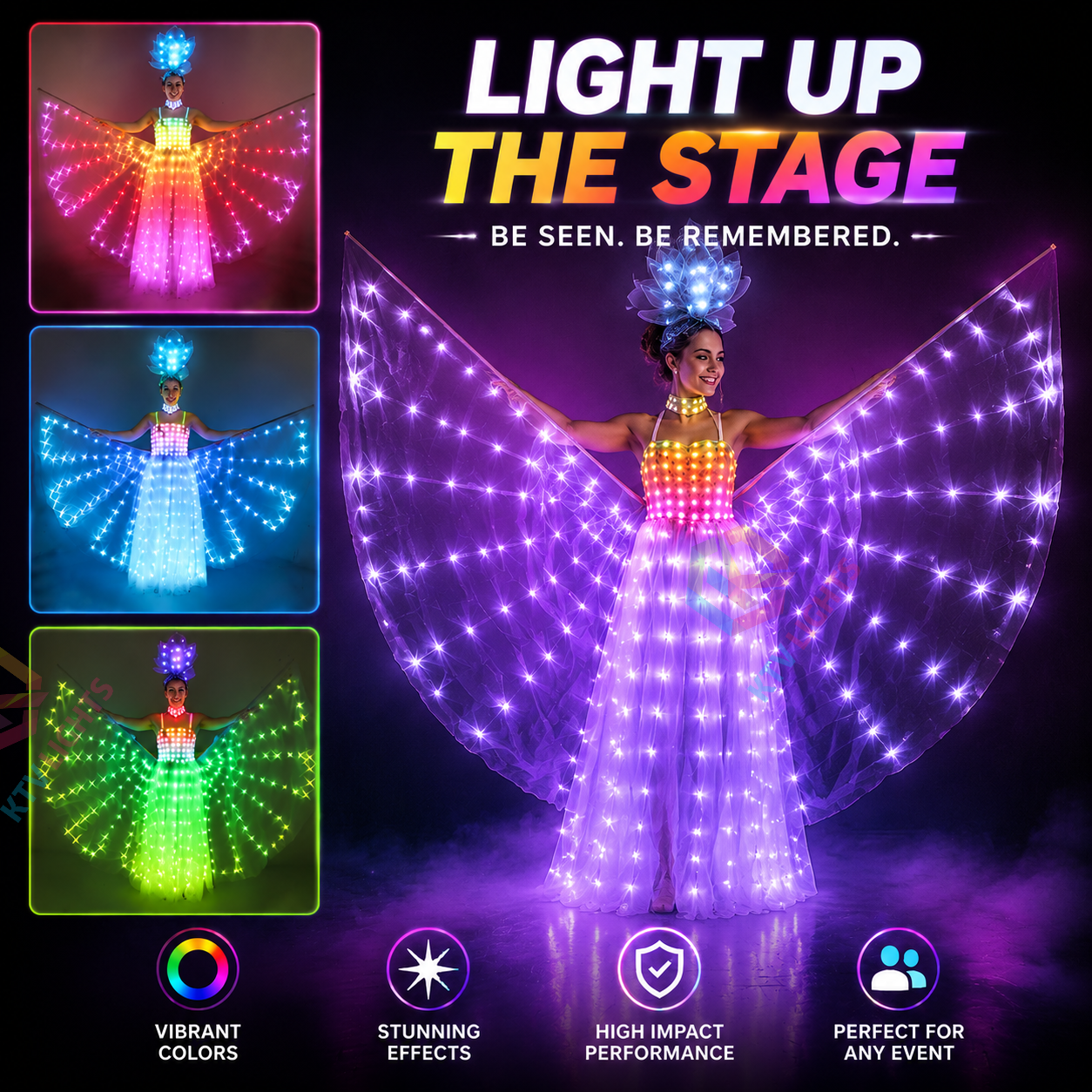 KTVLIGHTS Full Color LED Wedding Dress with Light Up Effects - M16