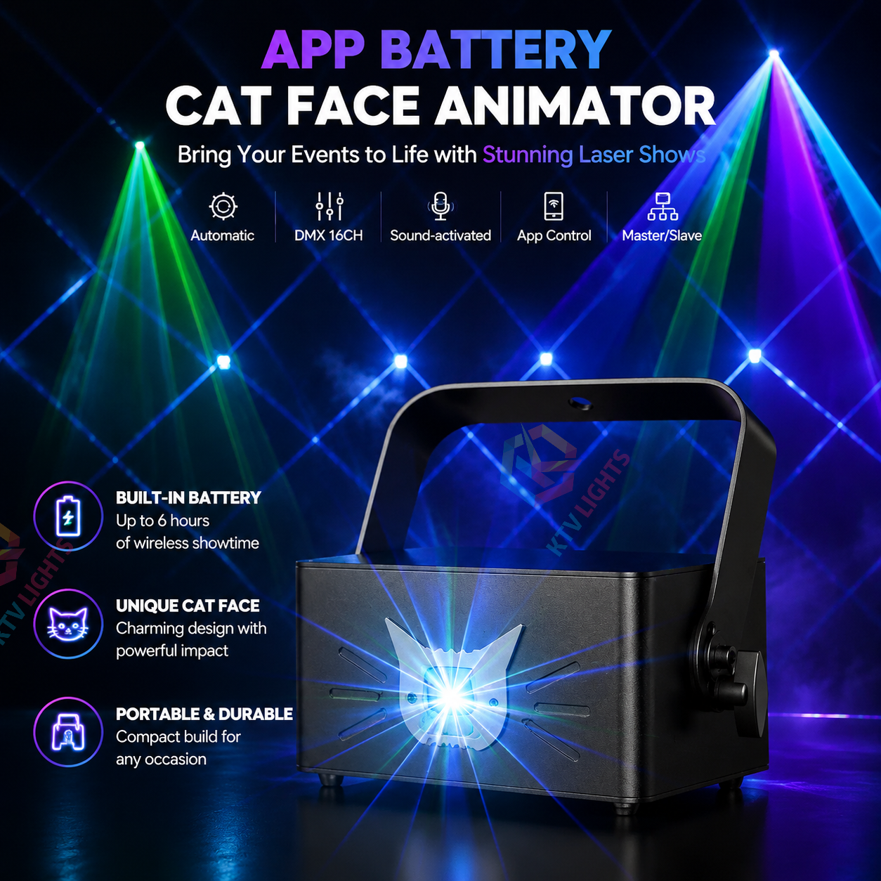 Rechargeable 3D Animation App Laser Light - A34